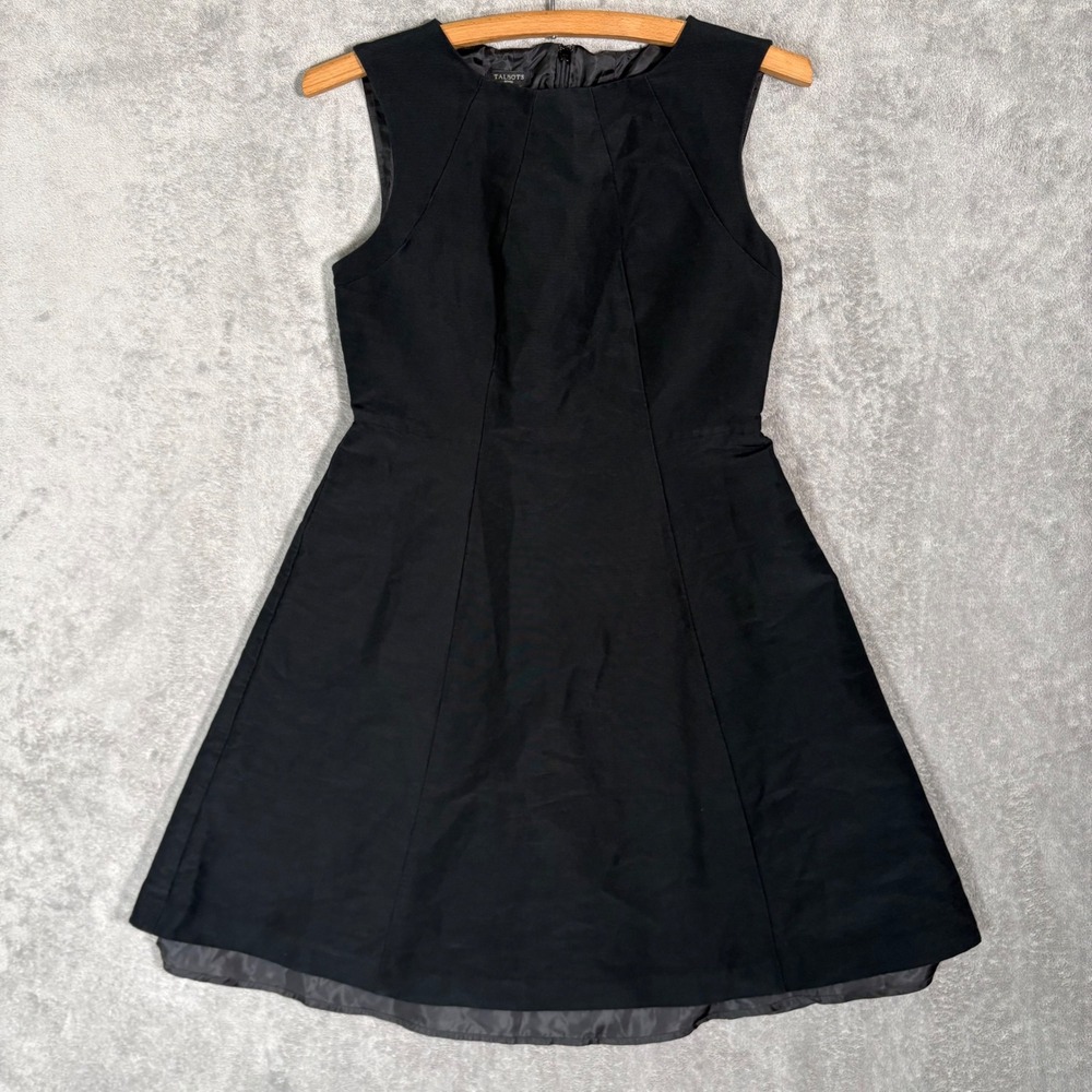 Talbots Petites Black Cotton Silk Blend Sleeveless Fit & Flare Dress 4P Gothic